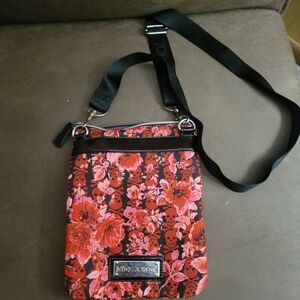 Betsey Johnson Red Floral Skull Crossbody Bag